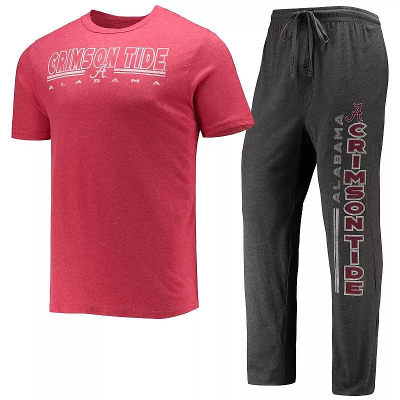 Men's Concepts Sport Heathered Charcoal/Crimson Alabama Crimson Tide Meter T-Shirt & Pants Sleep Set, Size: Small Product Image