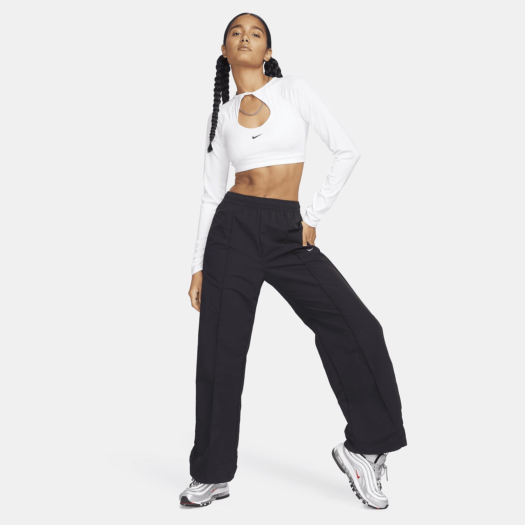 Nike Womens Nike Trend Woven Mid Rise Pants - Womens Black/White Product Image
