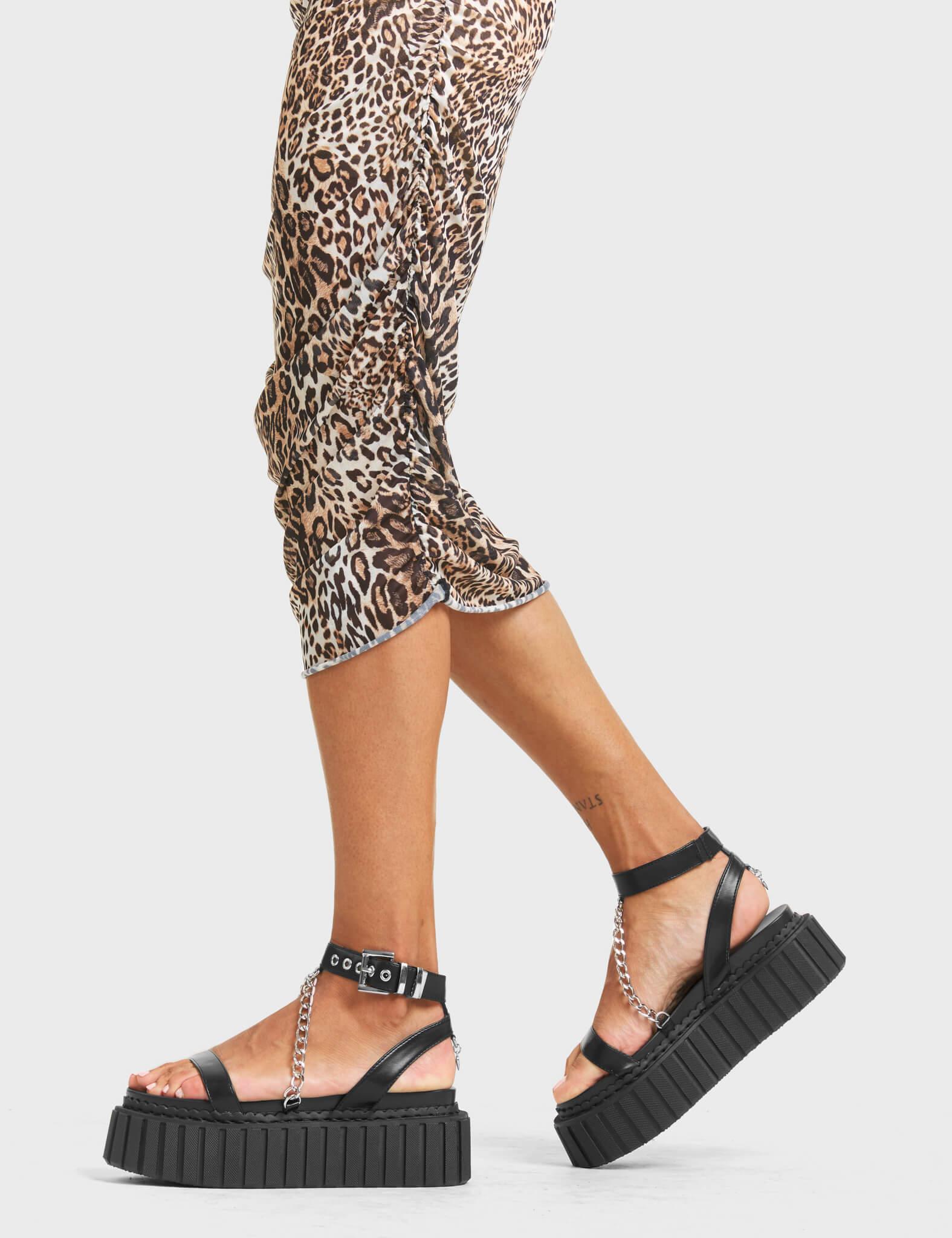 Sun Tan Chunky Platform Creeper Sandals Product Image