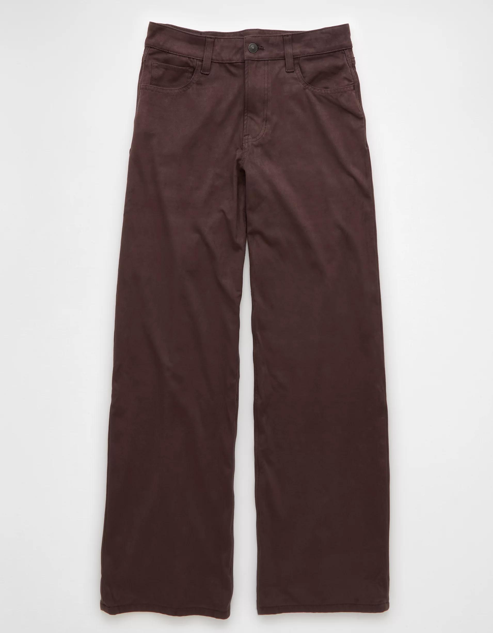 AE Dreamy Drape Sueded High-Waisted Baggy Wide-Leg Pant Product Image