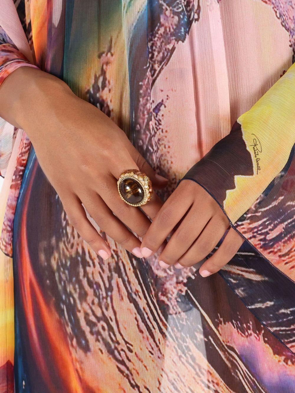 stone-embellished scaled ring Product Image