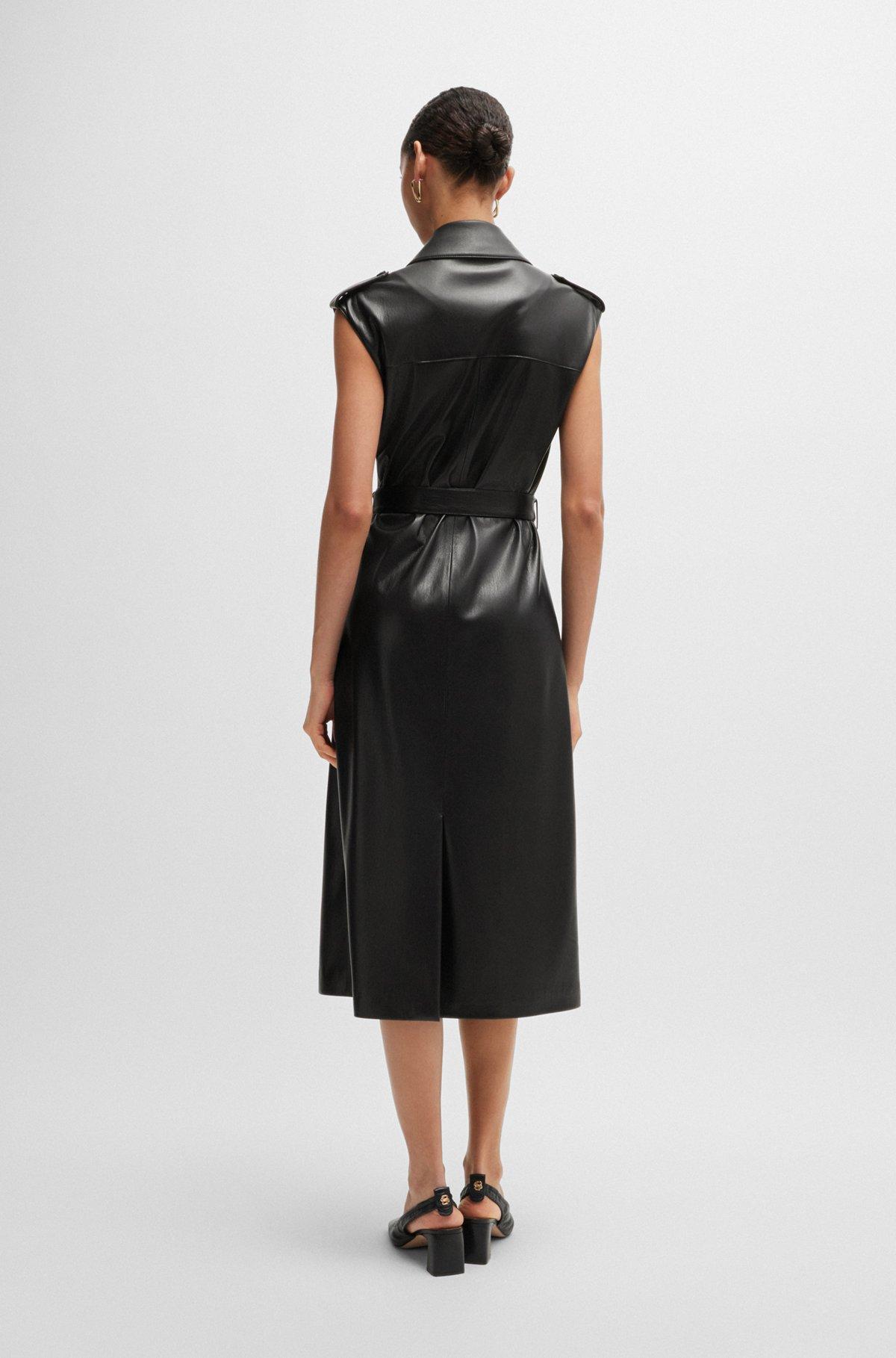 Faux-leather dress with double-breasted front Product Image