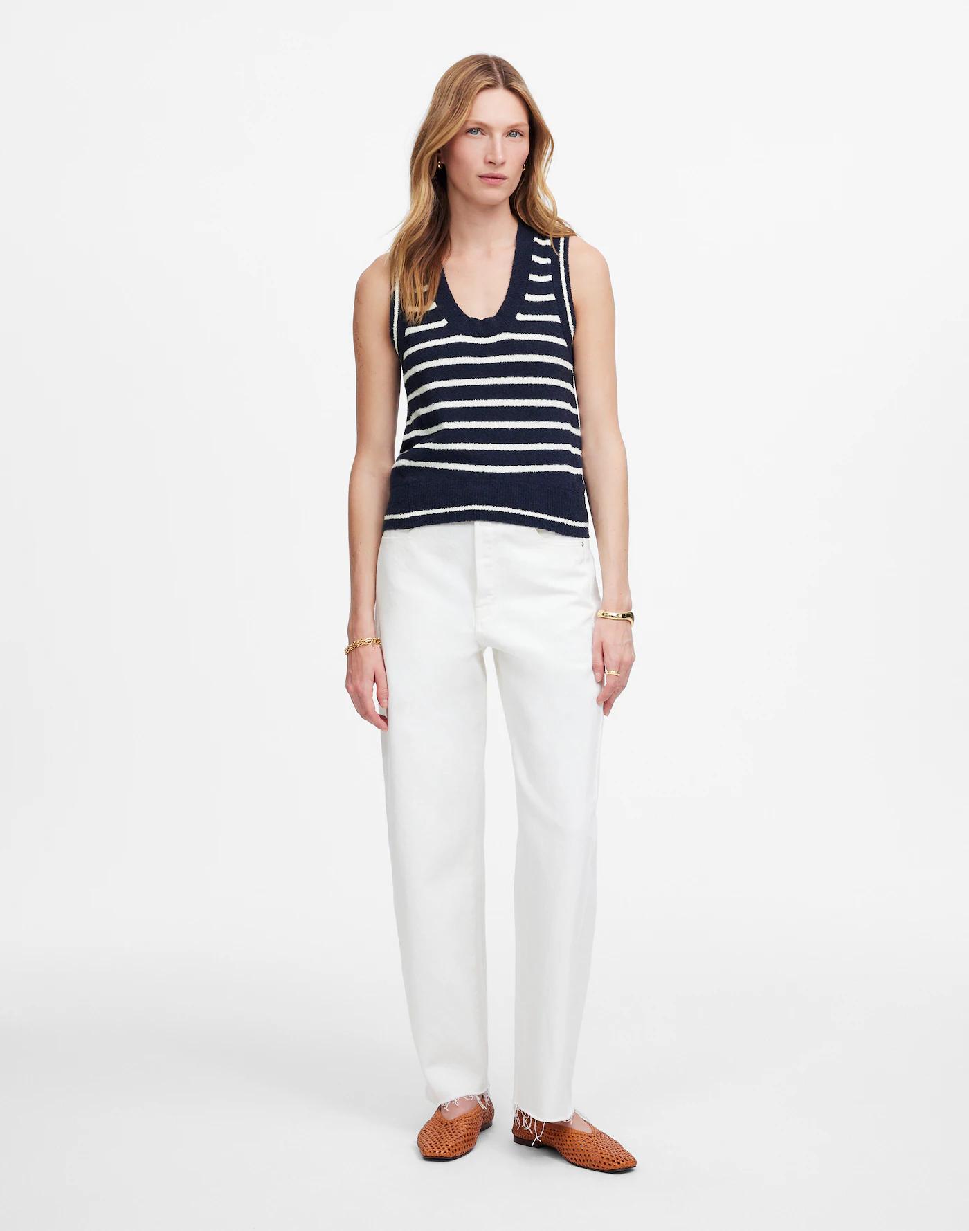 Bouclé-Knit Sweater Tank in Stripe Product Image