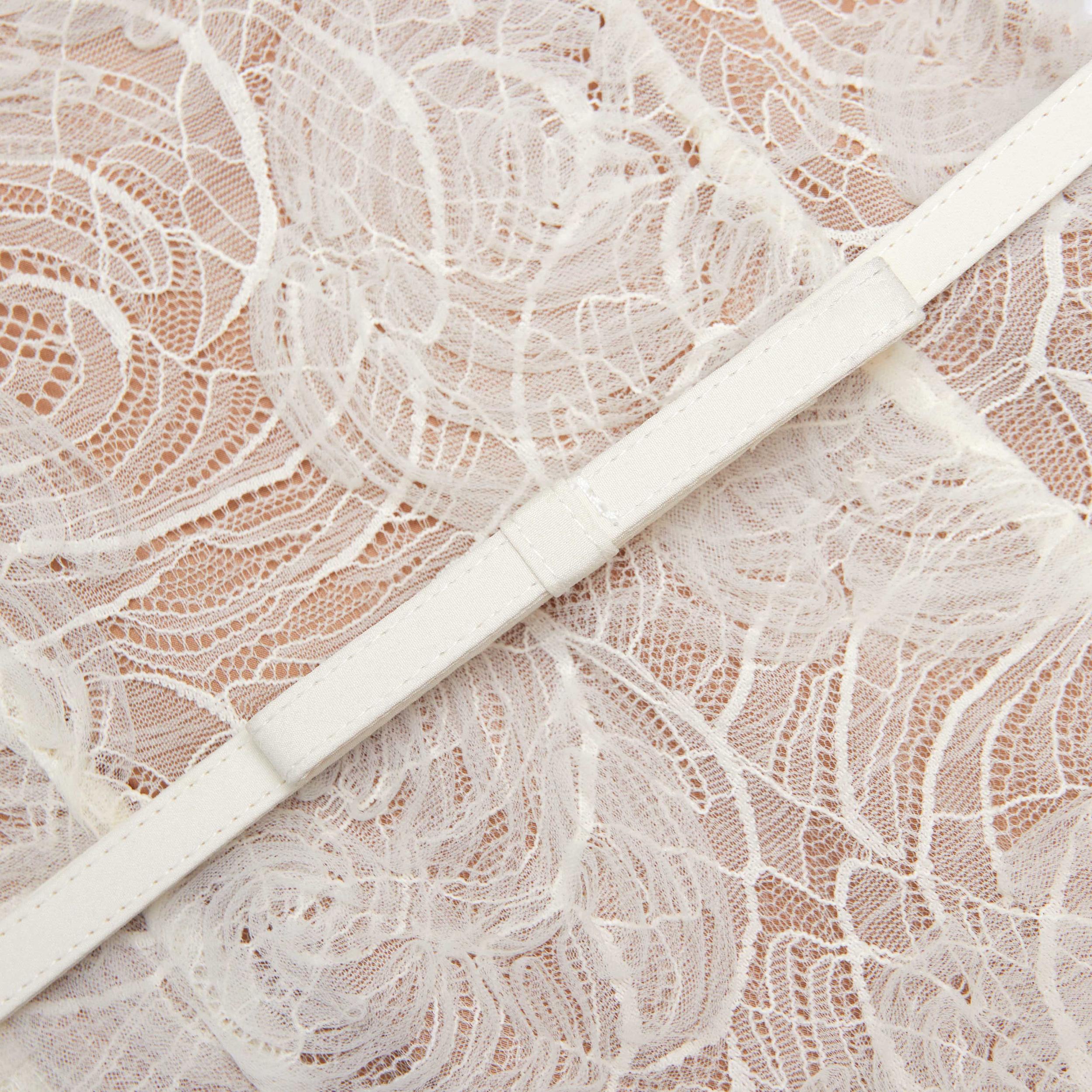 Cream Tulle Lace Midi Dress Product Image