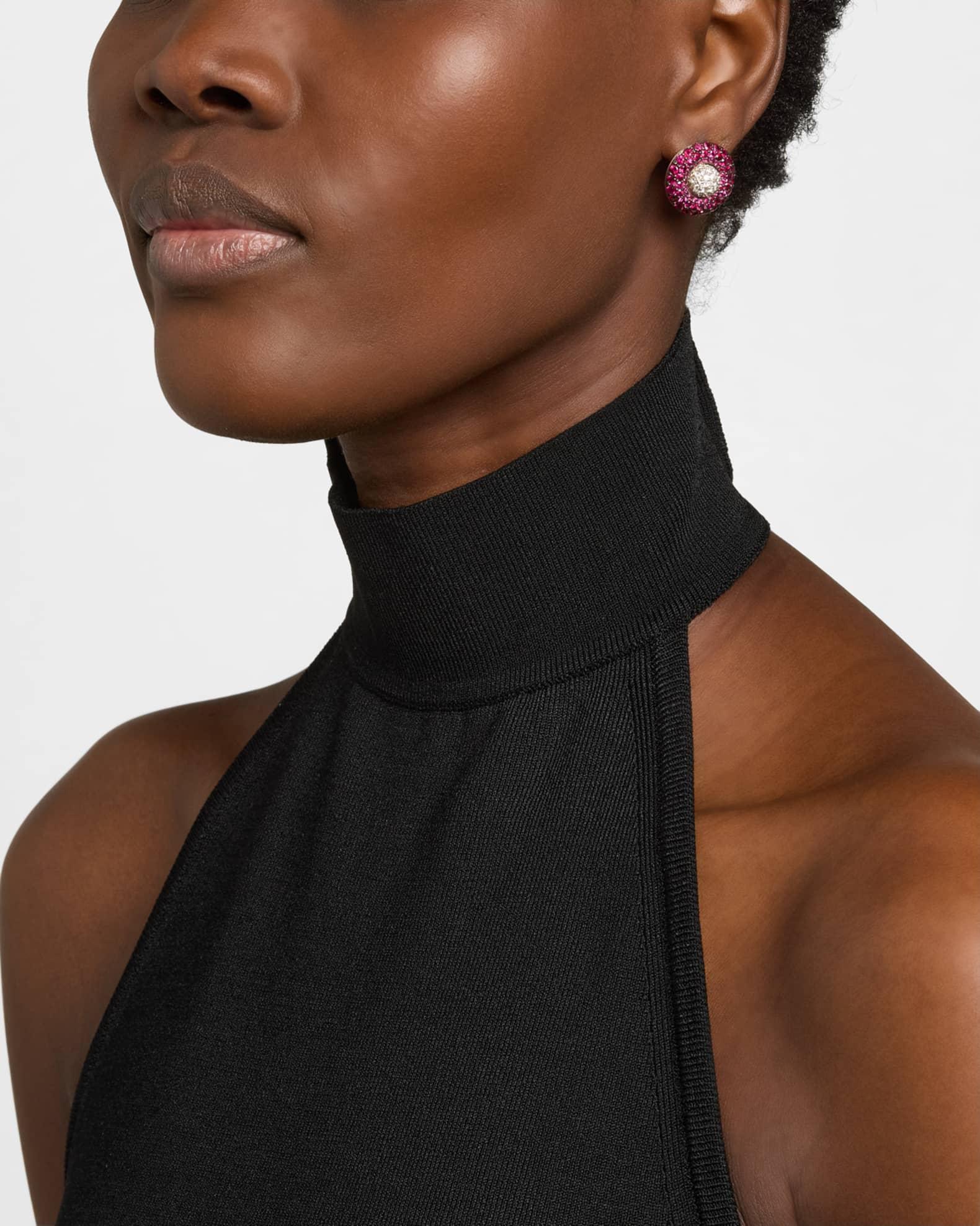 18K White Gold Diamond and Ruby Earrings Product Image