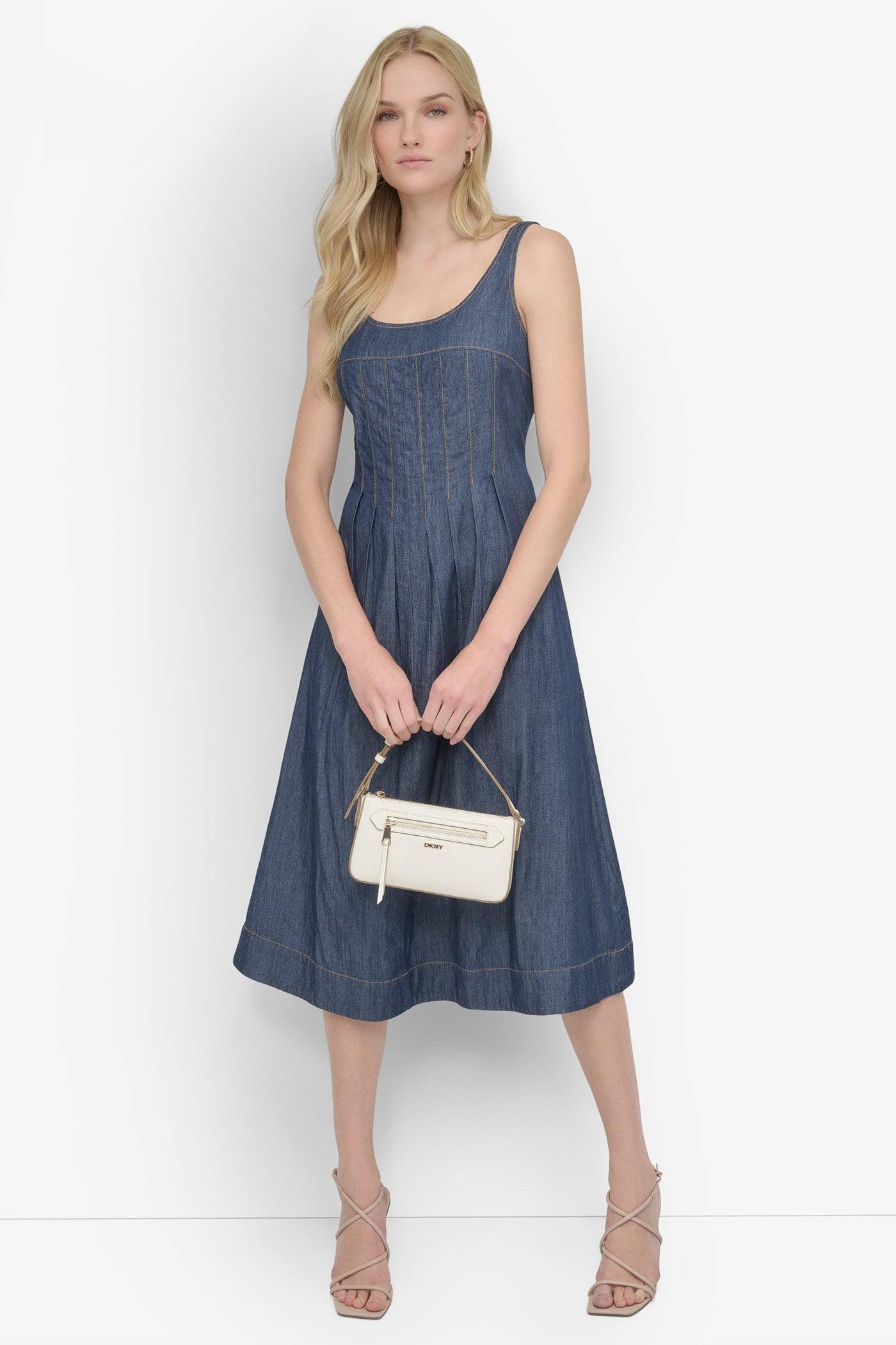 CORSET SITTED DENIM DRESS Product Image