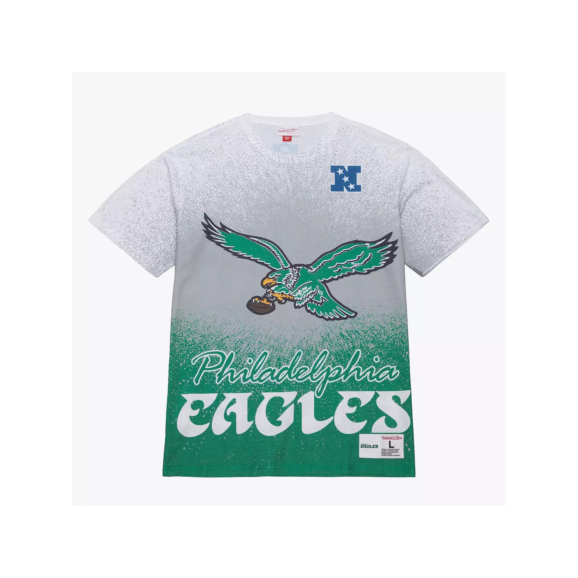 Men's Mitchell & Ness  White Philadelphia Eagles Team Burst Vintage Logo T-Shirt, Size: Large Product Image