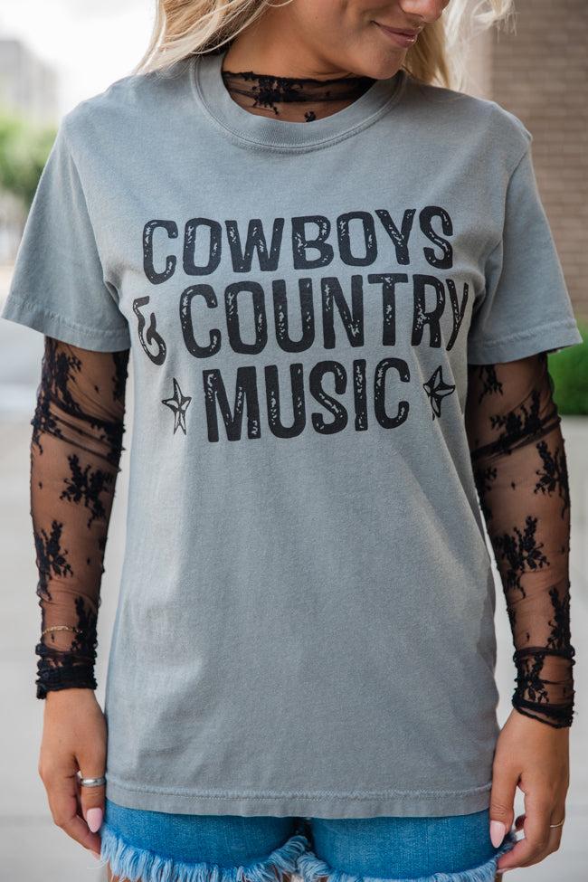 Cowboys and Country Music Grey Graphic Tee Product Image