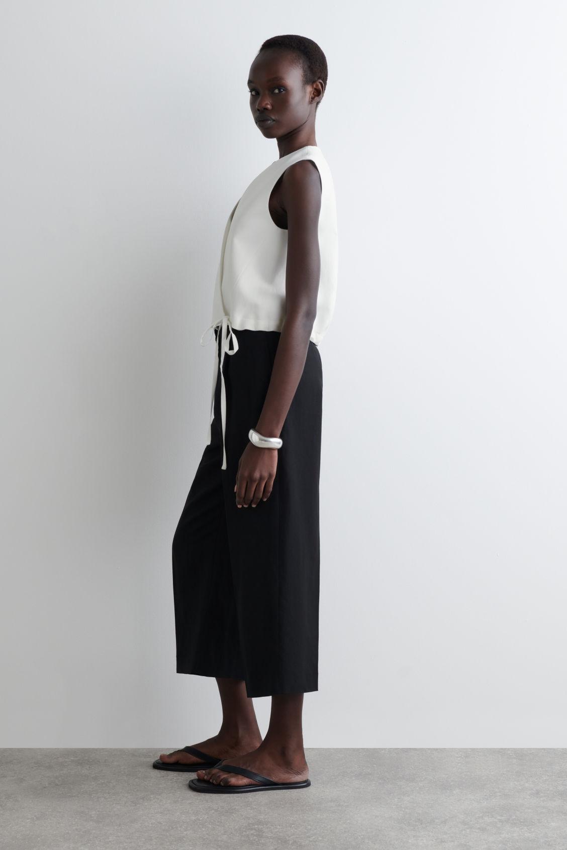 TIE-DETAIL LINEN-BLEND WRAP WAISTCOAT Product Image