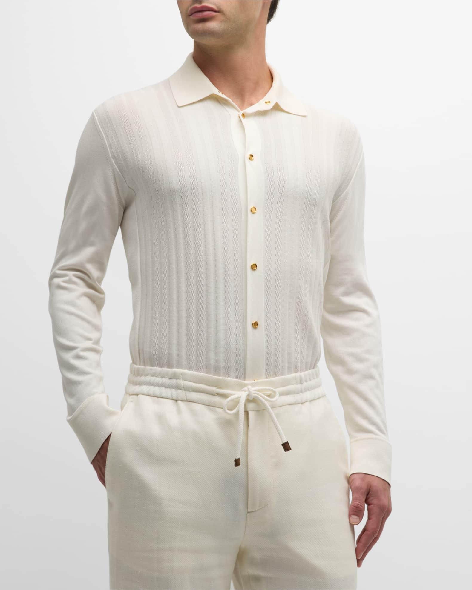 Men's Knit Button-Down Shirt Product Image