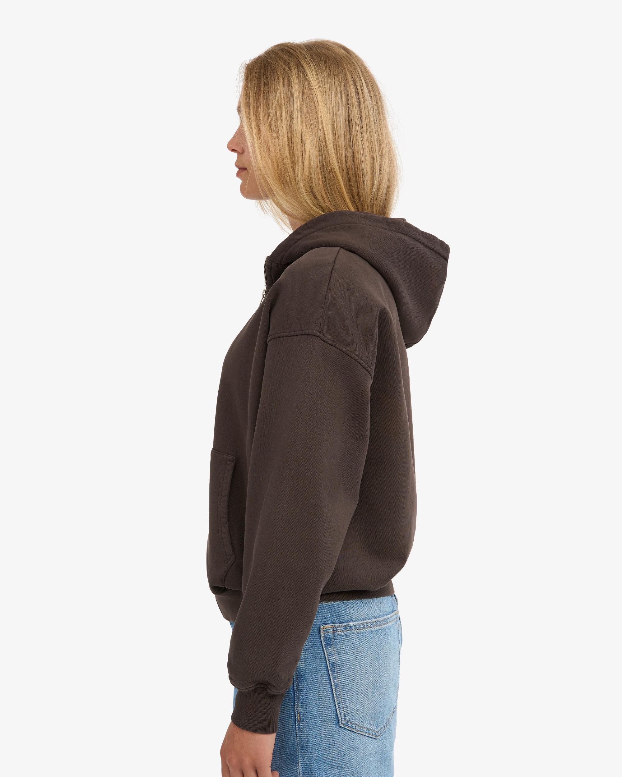 Organic Oversized Zip Hood - Coffee Brown Product Image