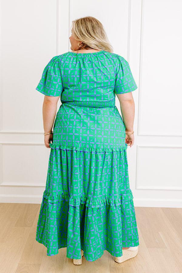 Polished Perfection Floral Maxi Dress in Green Curves Product Image