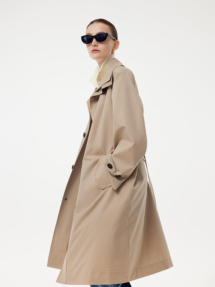 Worsted Wool Blend Waterproof Women Trench Coat With Belt Product Image