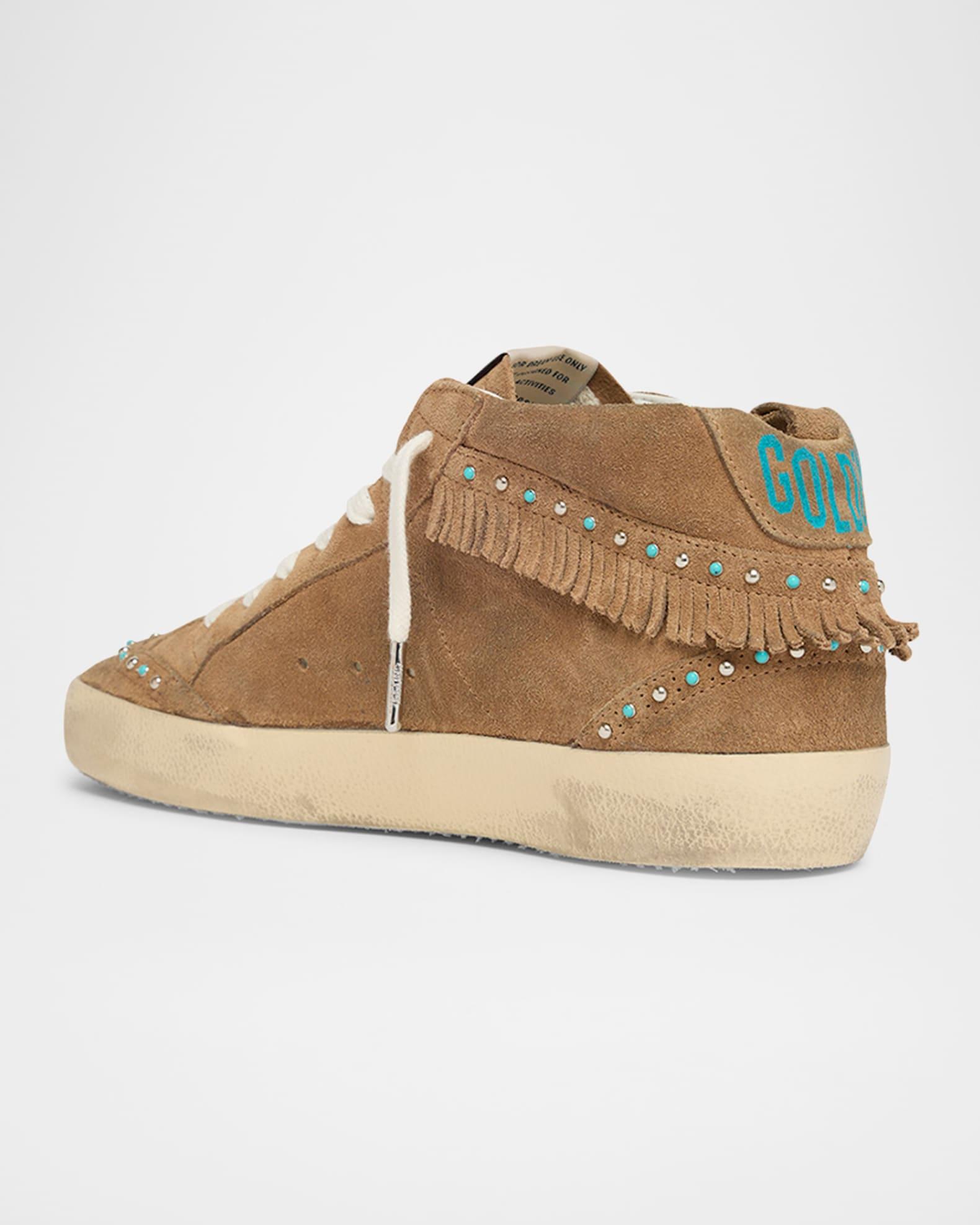 Mid Star Suede Mid-Top Sneakers with Fringe and Studs Product Image