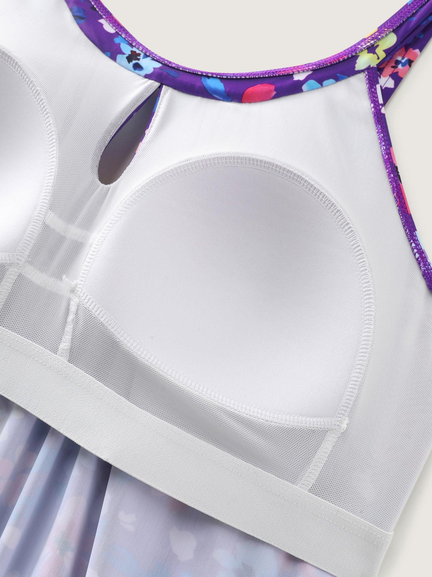 Floral Print Keyhole Pockets Swim Romper Female Product Image