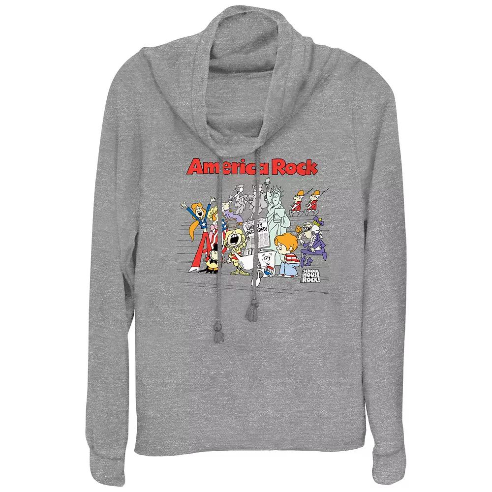 Disney's Schoolhouse Rock! America Rock Women's Cowlneck Graphic Lightweight Long Sleeve,  Product Image
