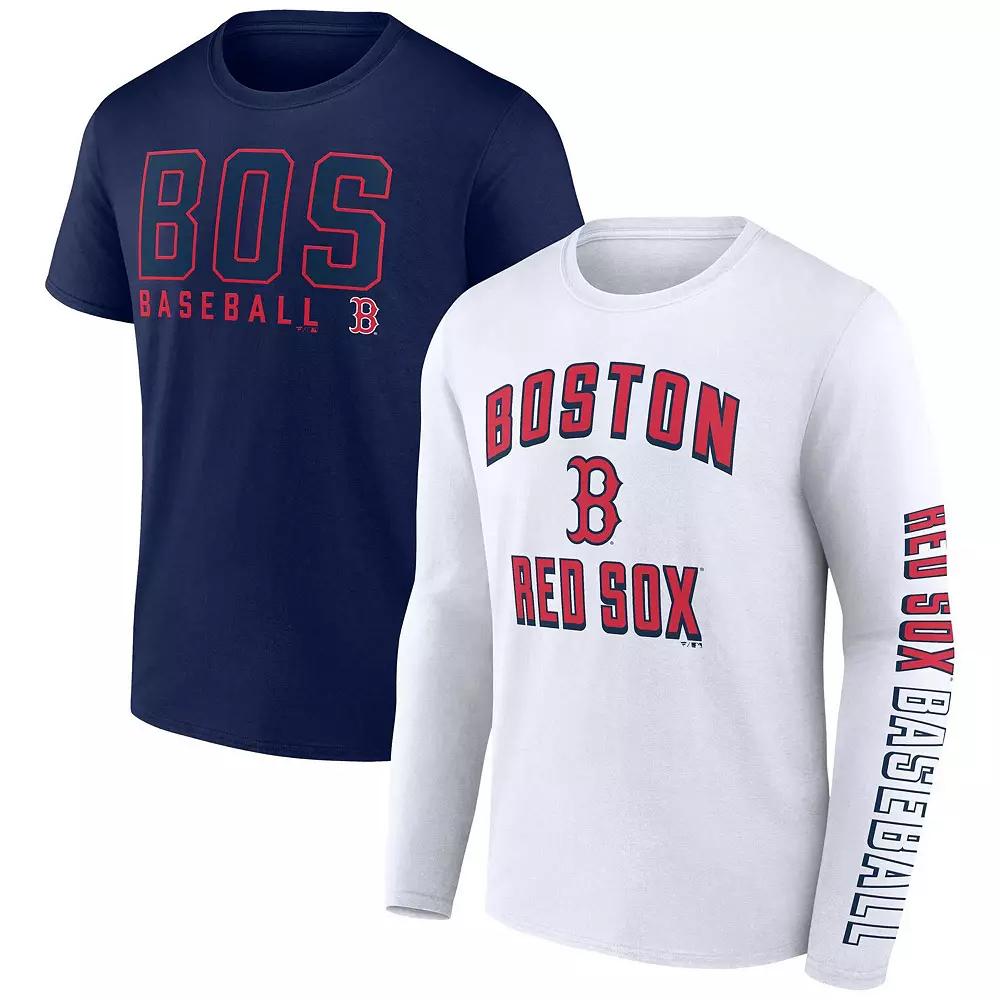 Men's Fanatics Branded Navy/White Boston Red Sox Two-Pack Combo T-Shirt Set, Size: Small, Blue Product Image
