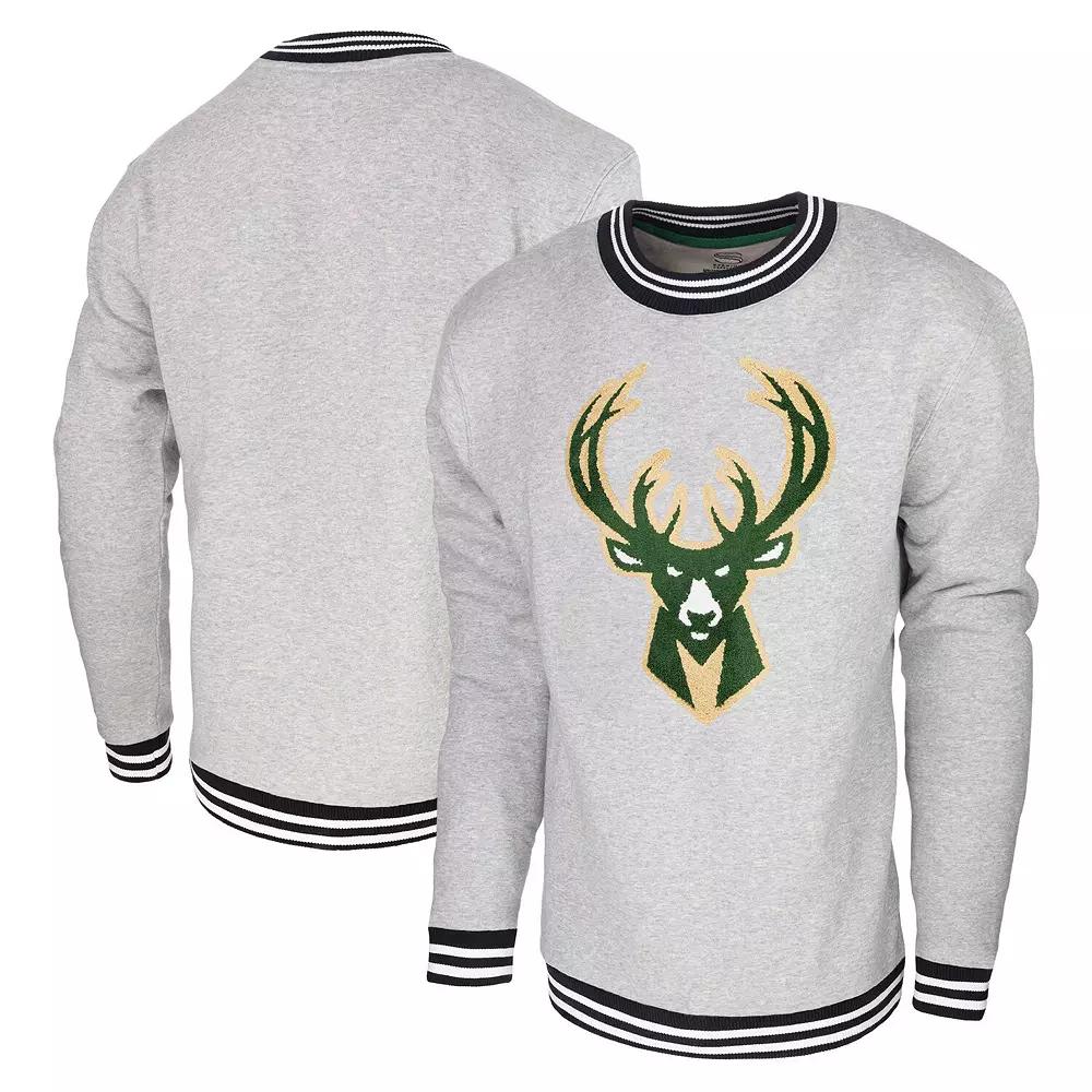 Men's Stadium Essentials Heather Gray Milwaukee Bucks Club Level Pullover Sweatshirt, Adult Unisex,  Product Image