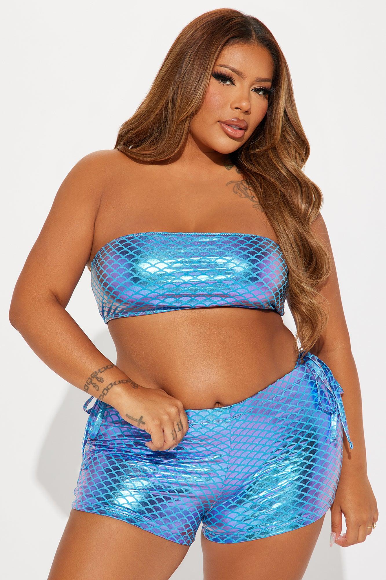 Trisha Bandeau 3 Piece Boyshort Bikini - Blue Product Image