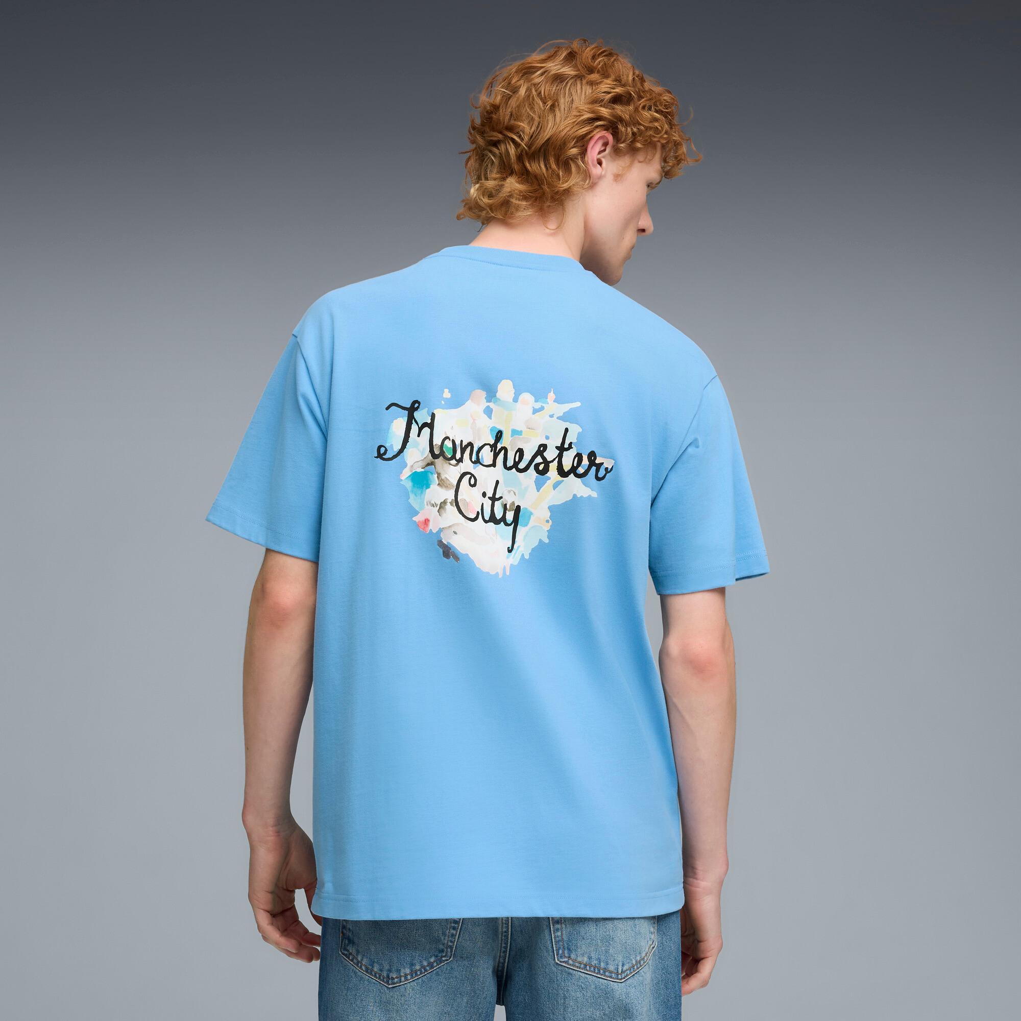 PUMA KIDSUPER x MANCHESTER CITY Graphic T-Shirt Men in Team Light Blue/Black Product Image