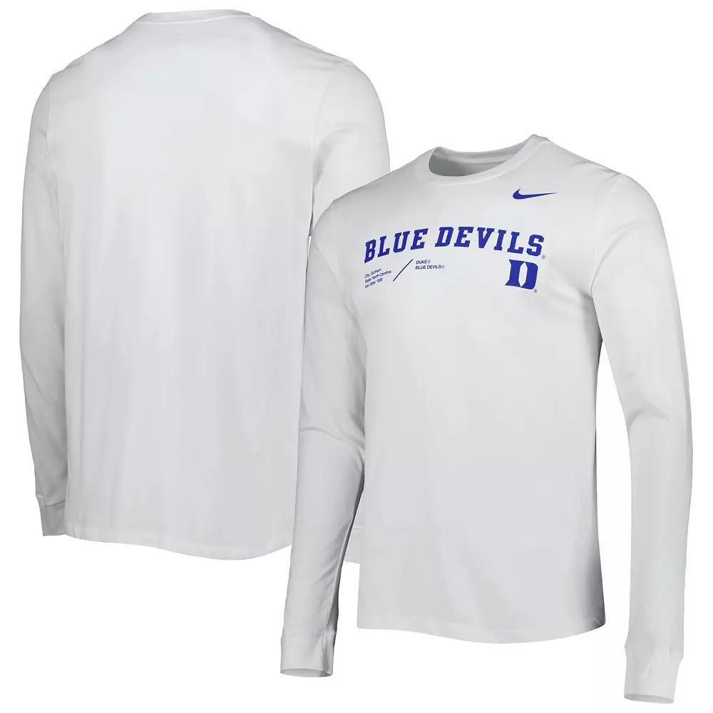 Men's Nike White Duke Blue Devils Team Practice Performance Long Sleeve T-Shirt, Size: 2XL Product Image