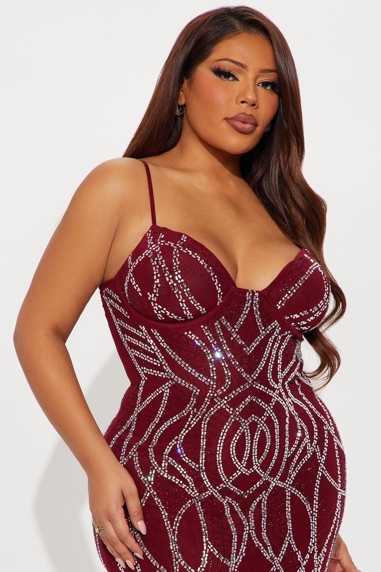 Shai Rhinestone Maxi Gown - Burgundy Female Product Image