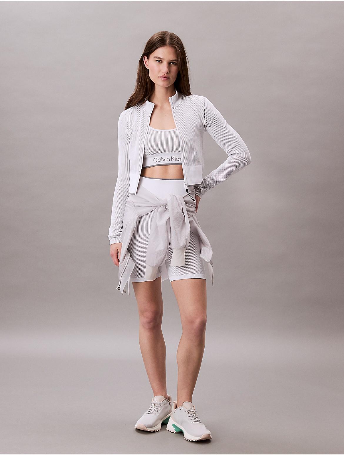 Calvin Klein Womens Rib Sport Cropped Jacket - Green Product Image