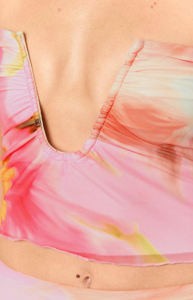 Esha Pink Floral Strapless Crop Top Baby Product Image