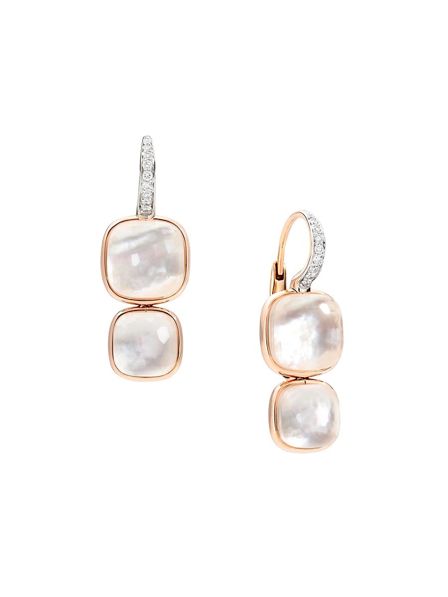 Womens Nudo 18K Rose Gold, White Topaz, Mother-Of-Pearl & Diamond Drop Earrings Product Image