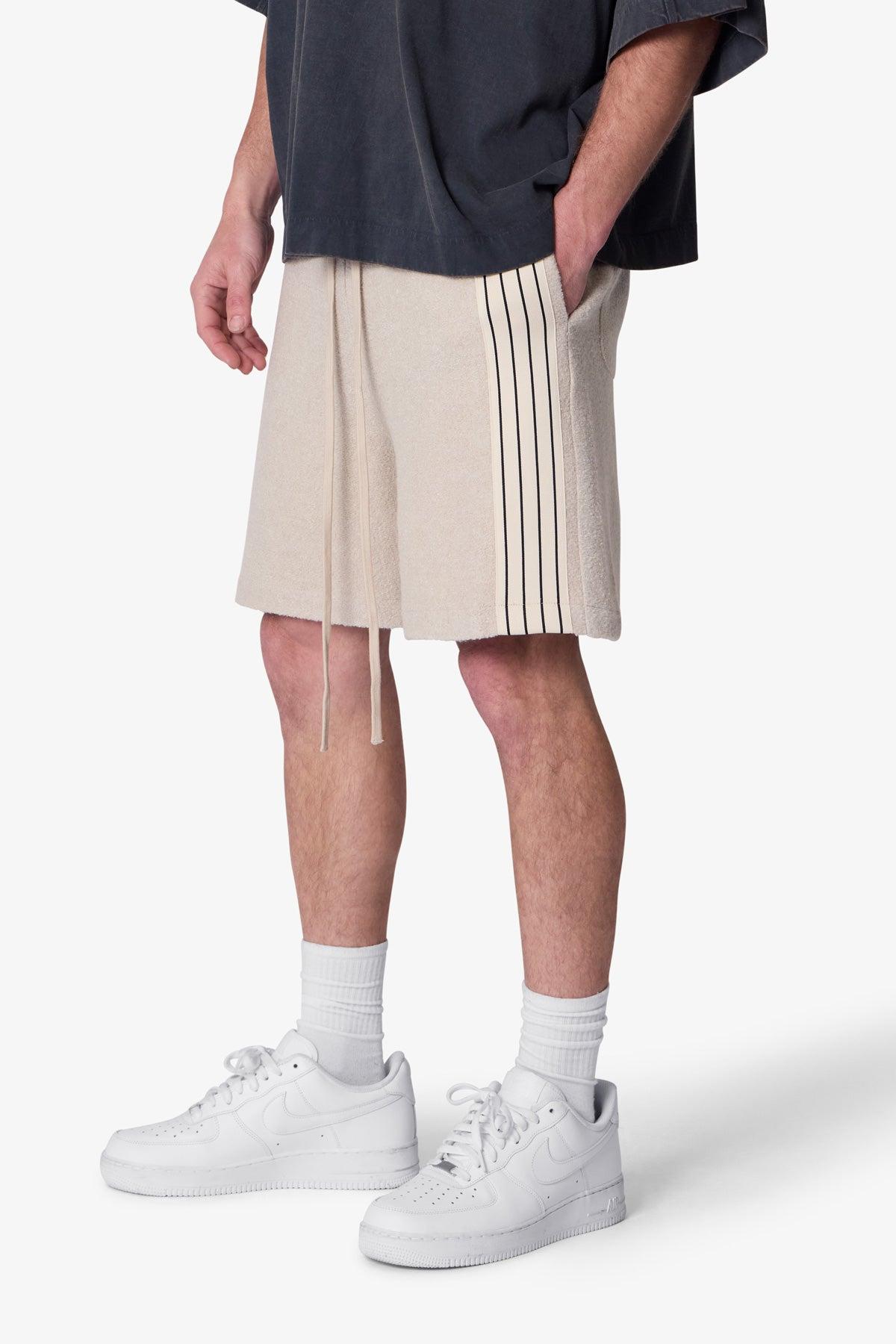 Tricot Striped Sweatshorts - Tan Product Image