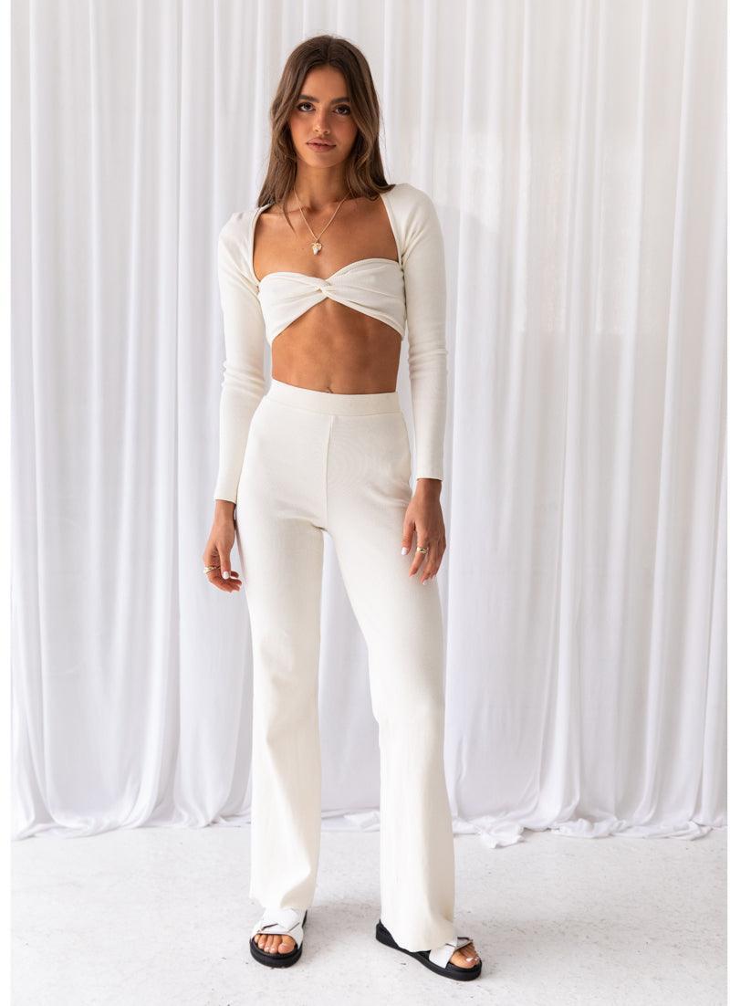 First Class Organic Cotton Rib Crop Top - Ivory Product Image