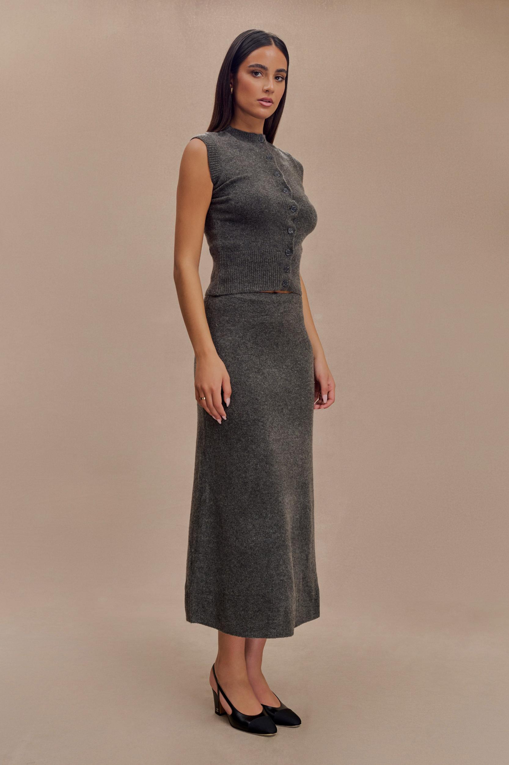 Vivica Knit Maxi Skirt - Charcoal Marle Product Image