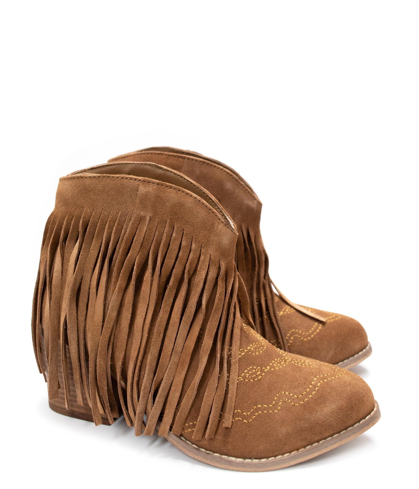 Amos Fringe Ankle Bootie in Tan Suede (Online Exclusive) Product Image