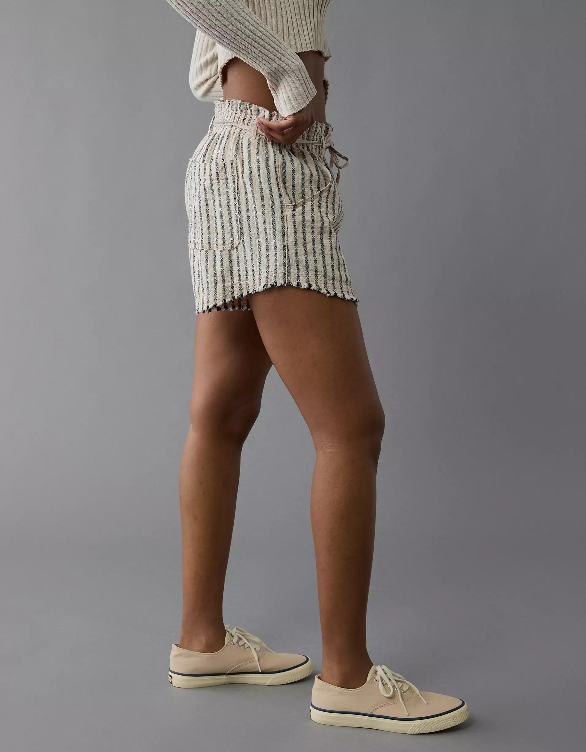 AE High-Waisted Paperbag Waist Striped Short Product Image