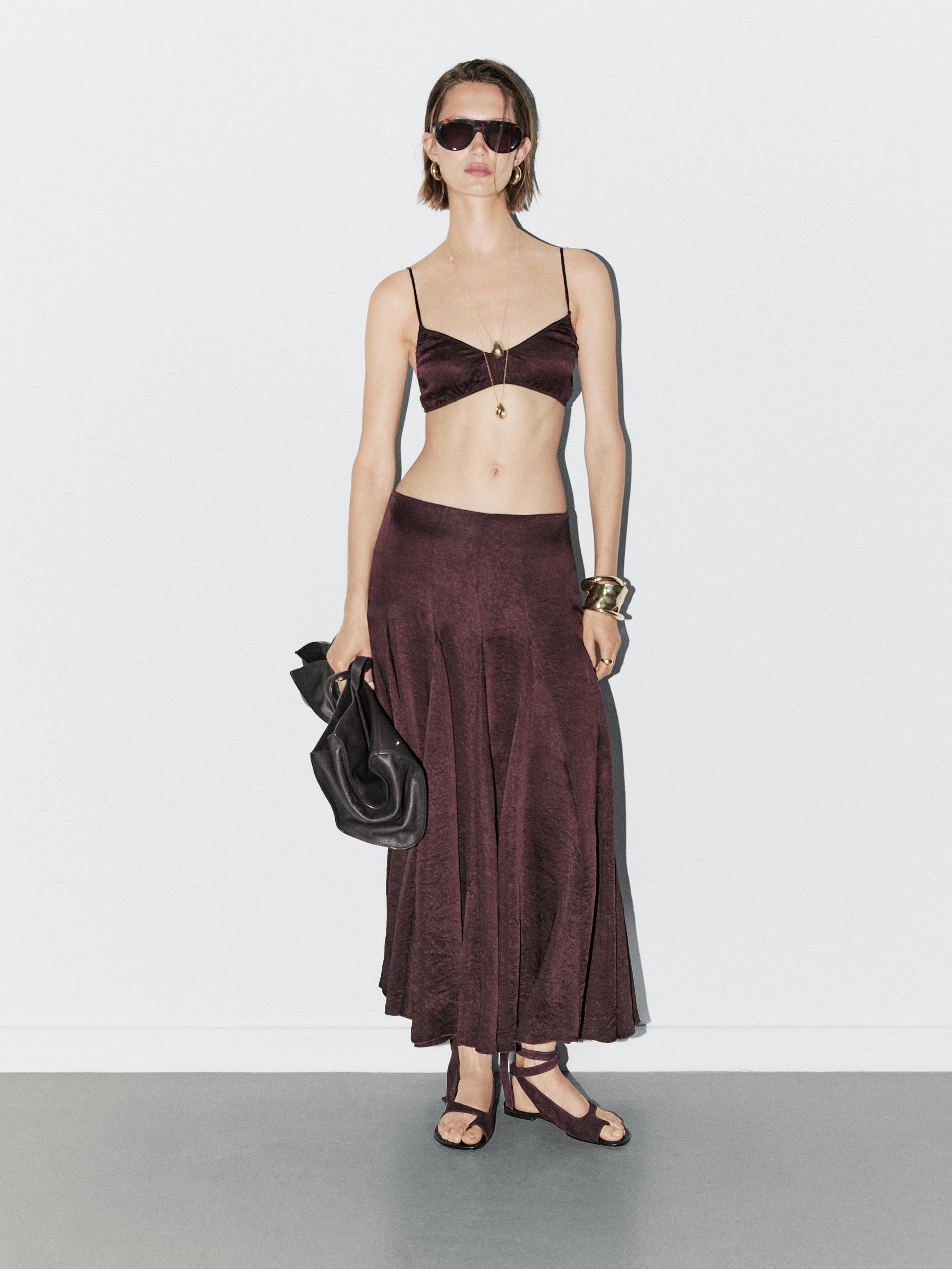 Flowing midi skirt with godet details - STUDIO Product Image