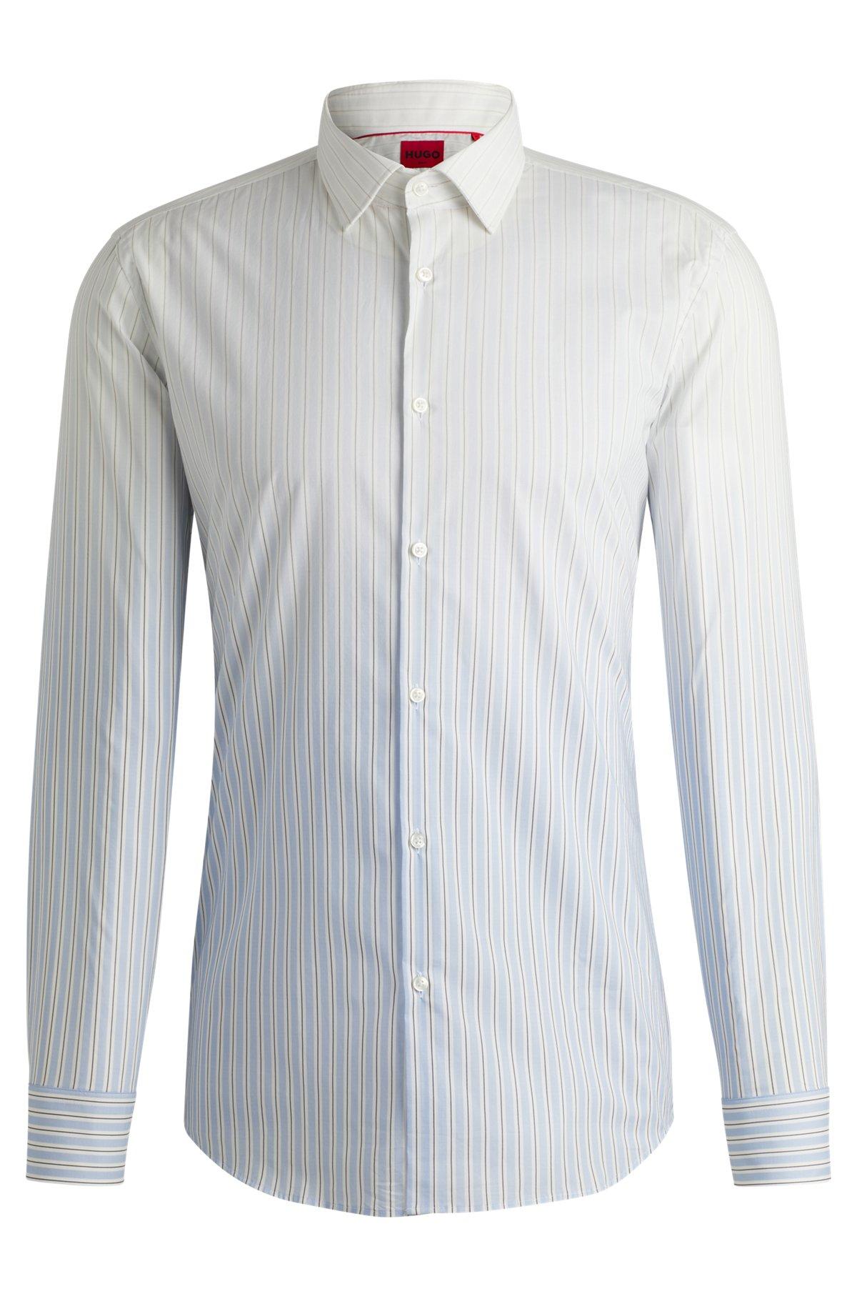 Slim-fit shirt in degradé-stripe cotton poplin Product Image