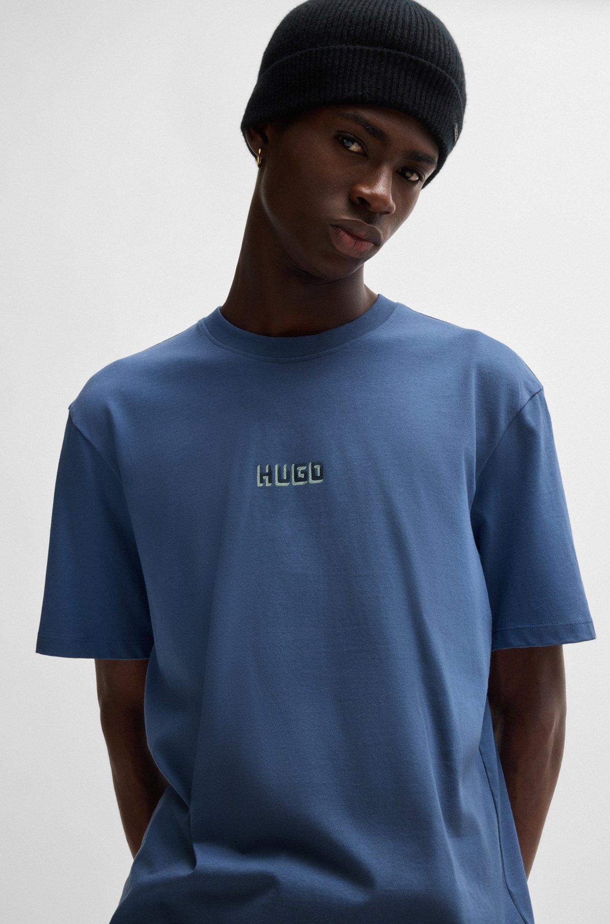Relaxed-fit T-shirt in cotton with large rear logos Product Image