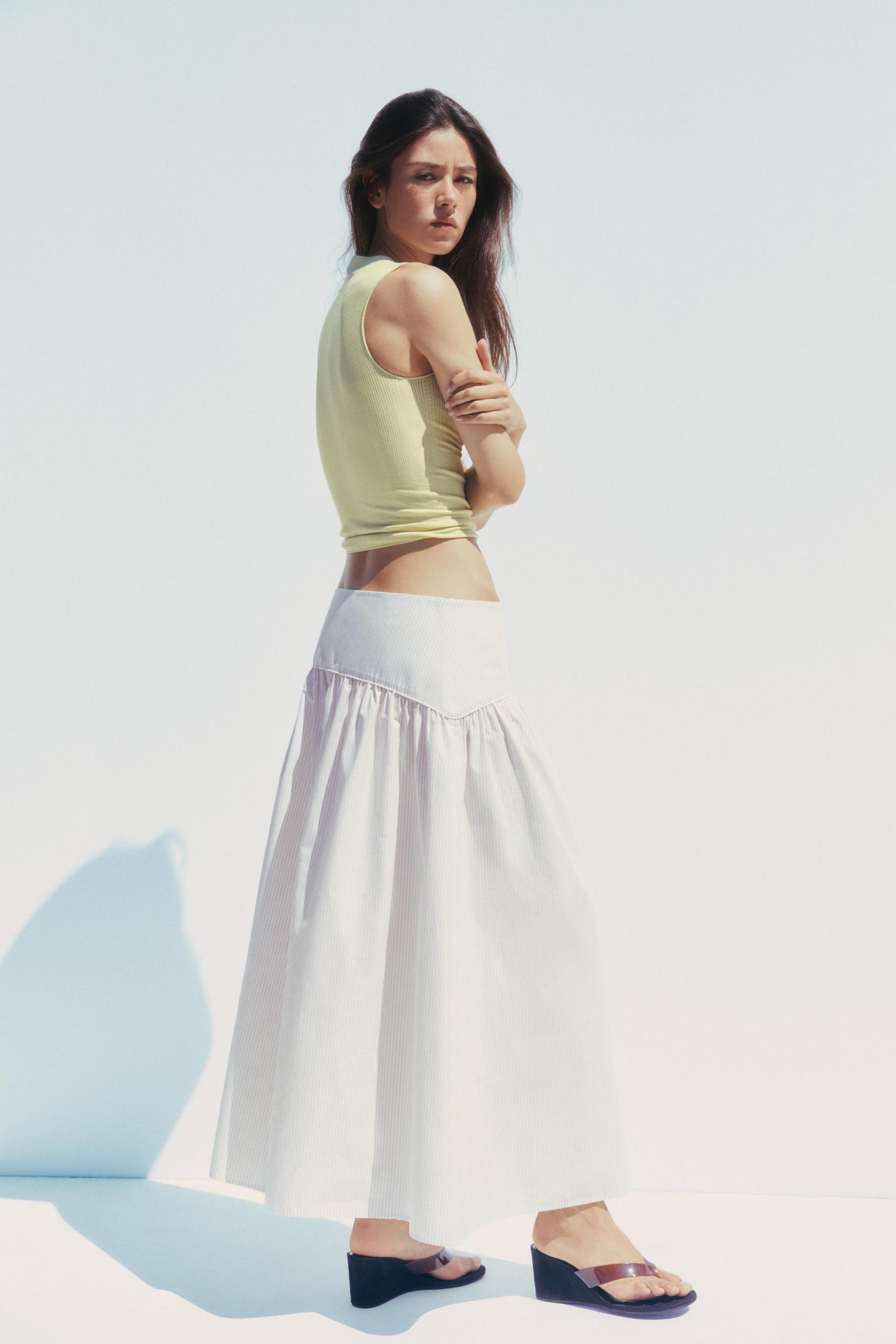 STRIPED MIDI SKIRT Product Image