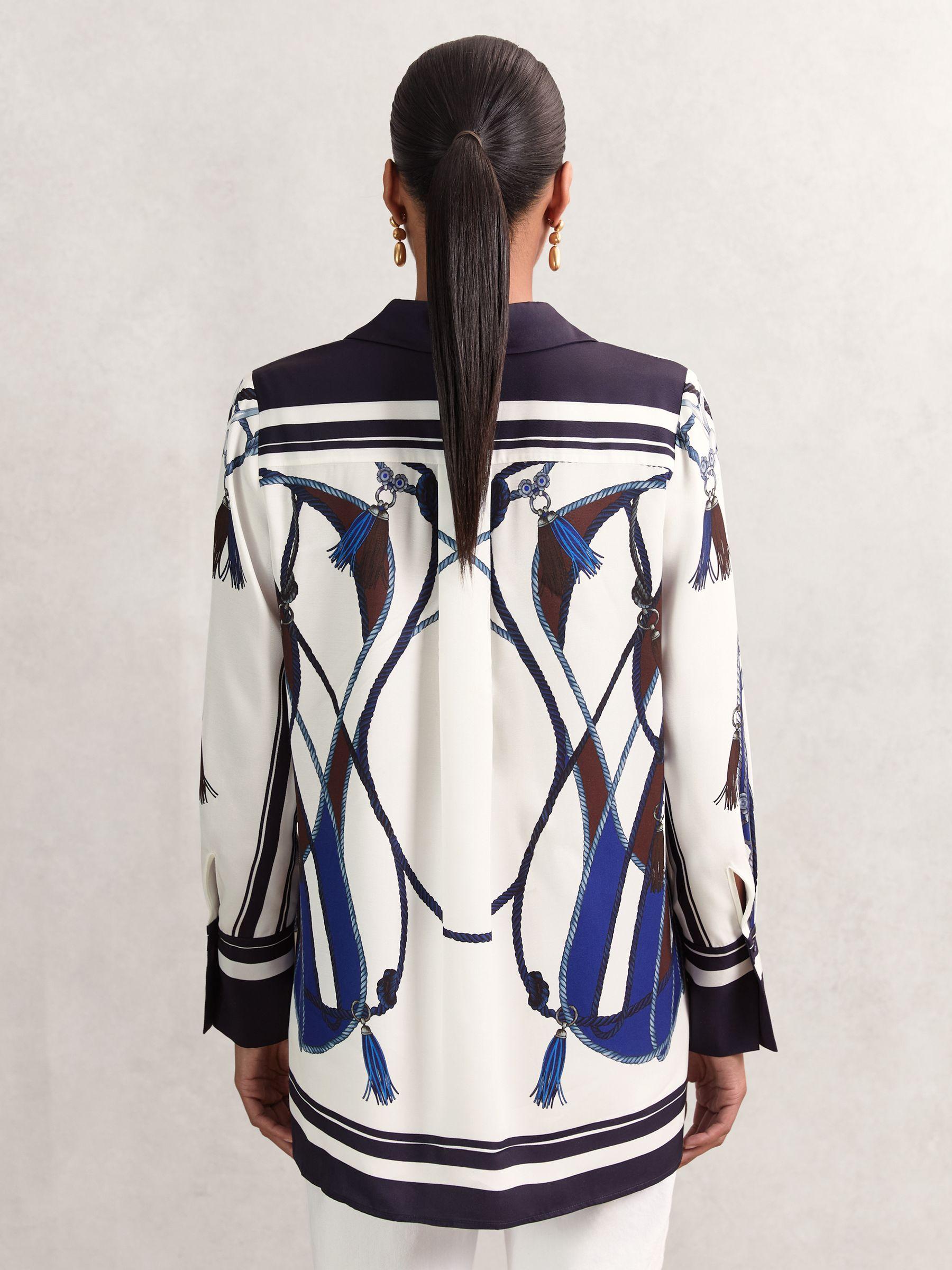 Scarf Print Colourblock Shirt in Navy Product Image