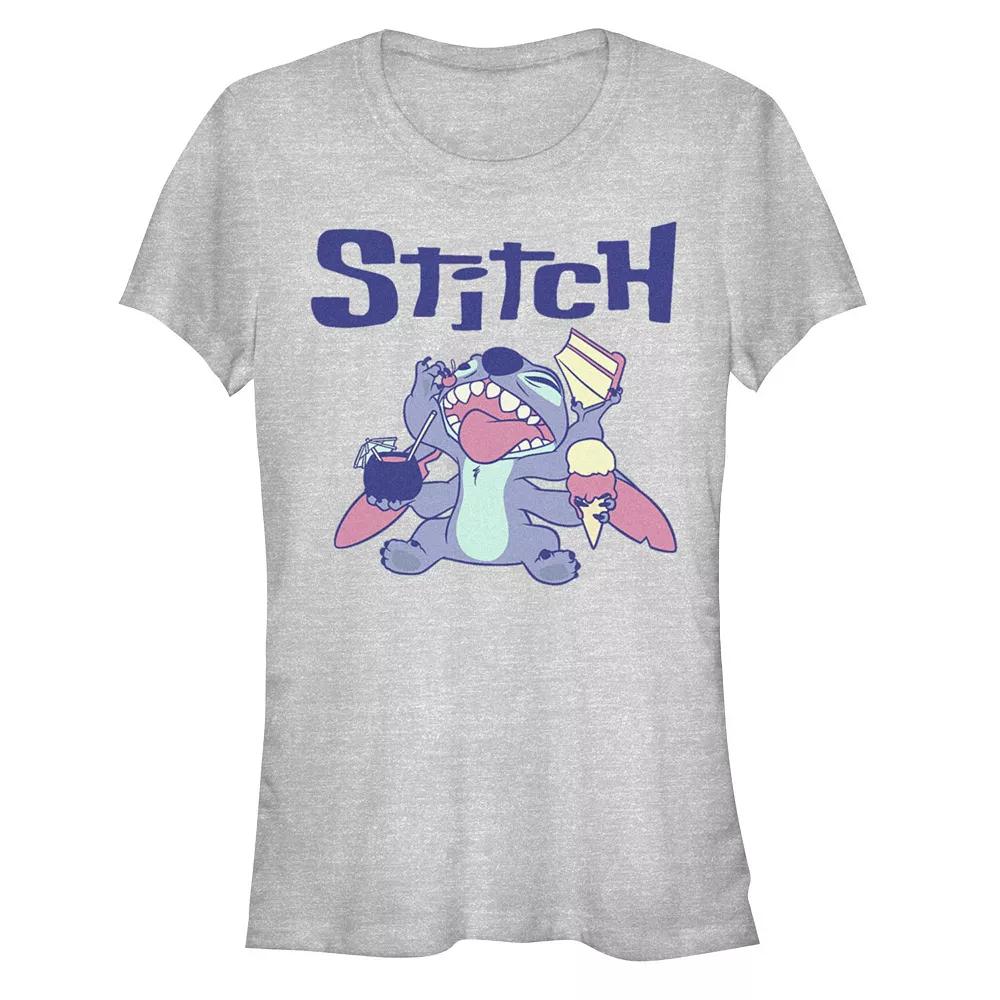 Disney's Lilo & Stitch Women's Eating Mood Stitch Tee, Girl's, Size: XL, Athletic Grey Product Image