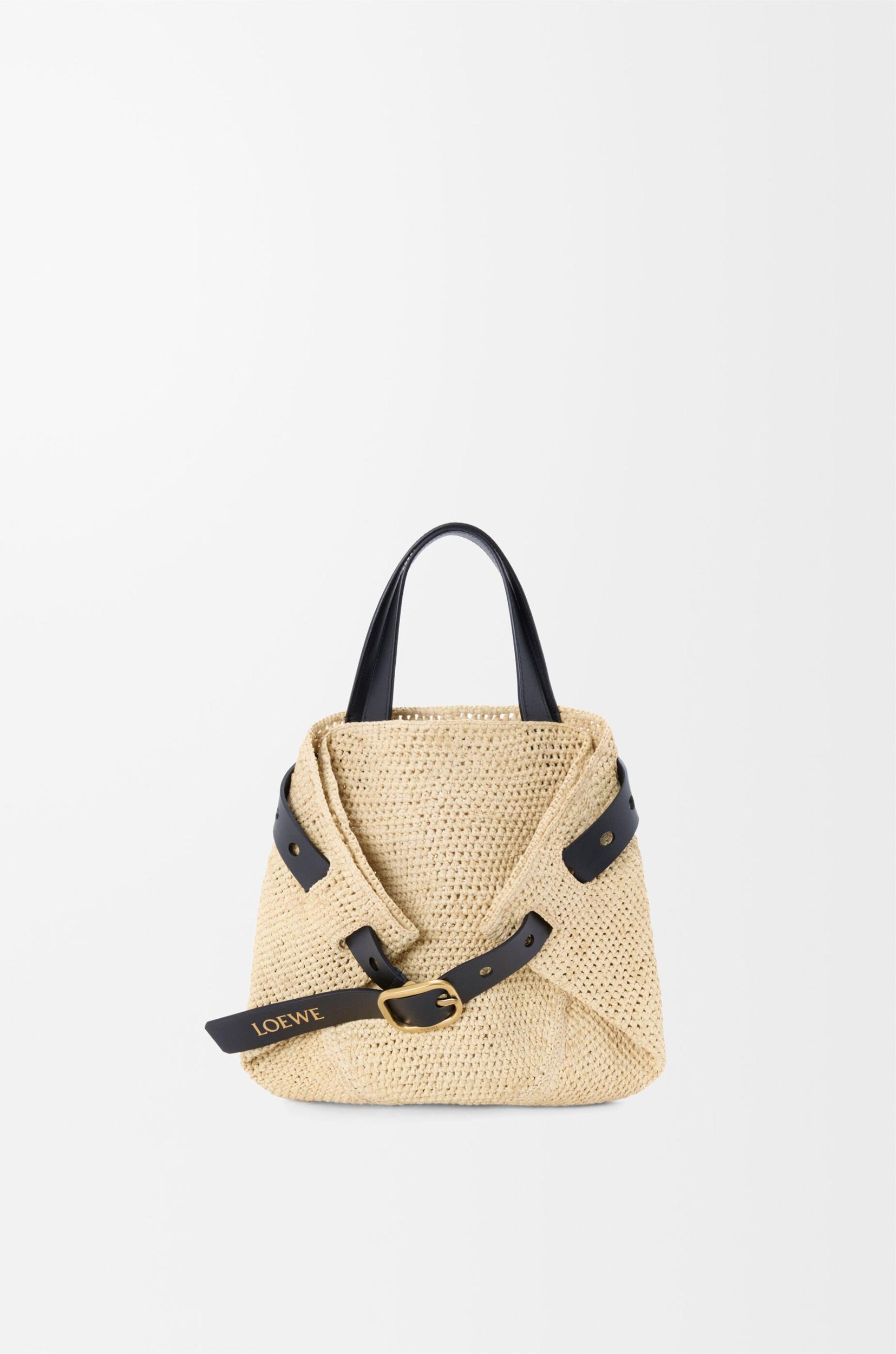 Mini Punch Hole shopper in raffia Product Image