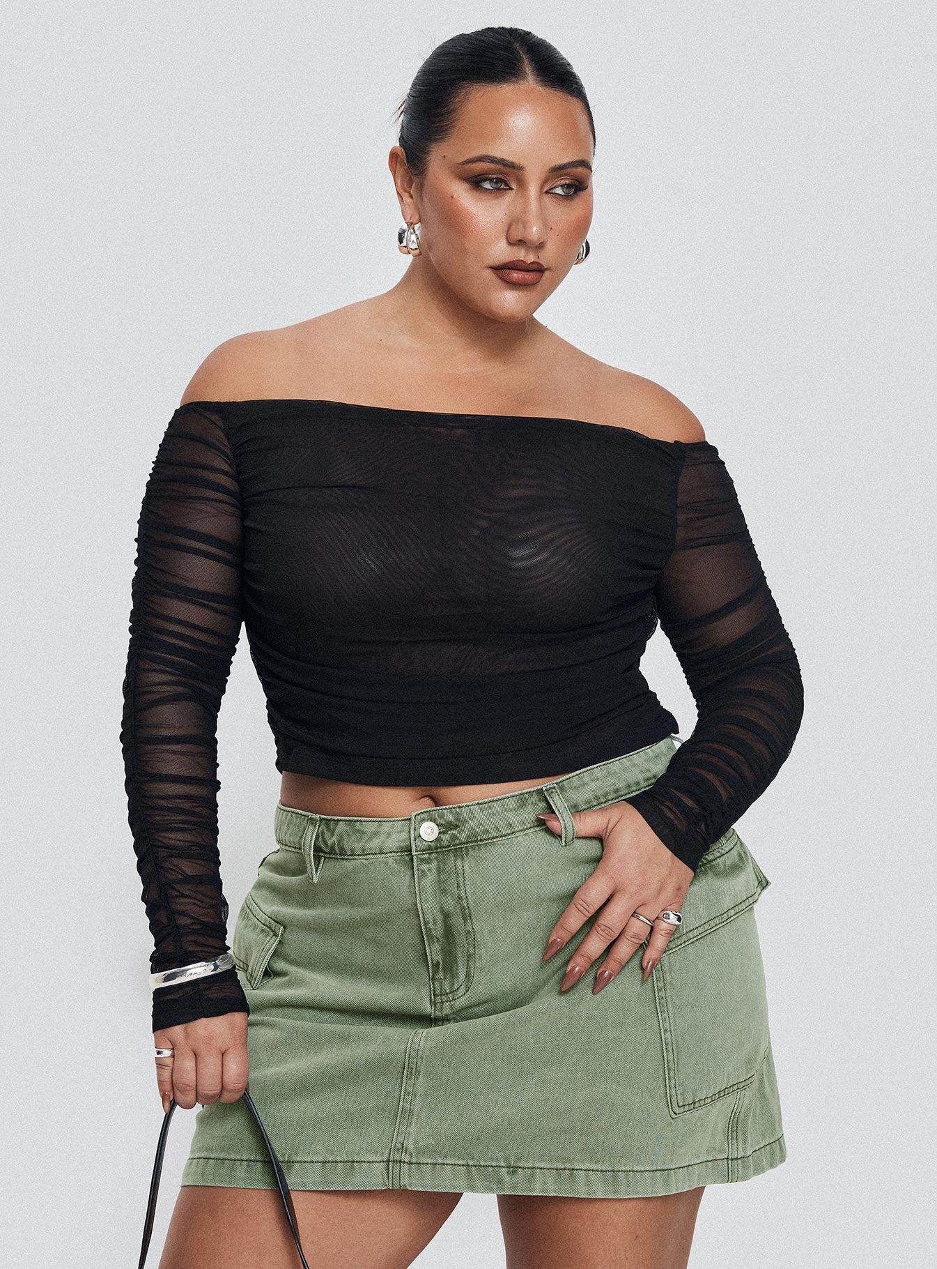 Zakai Cargo Denim Mini Skirt Green Curve Product Image