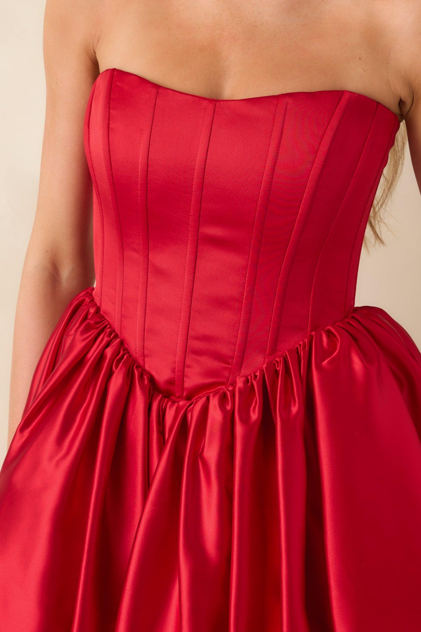 Love Letters Red Corset Bubble Mini Dress Product Image
