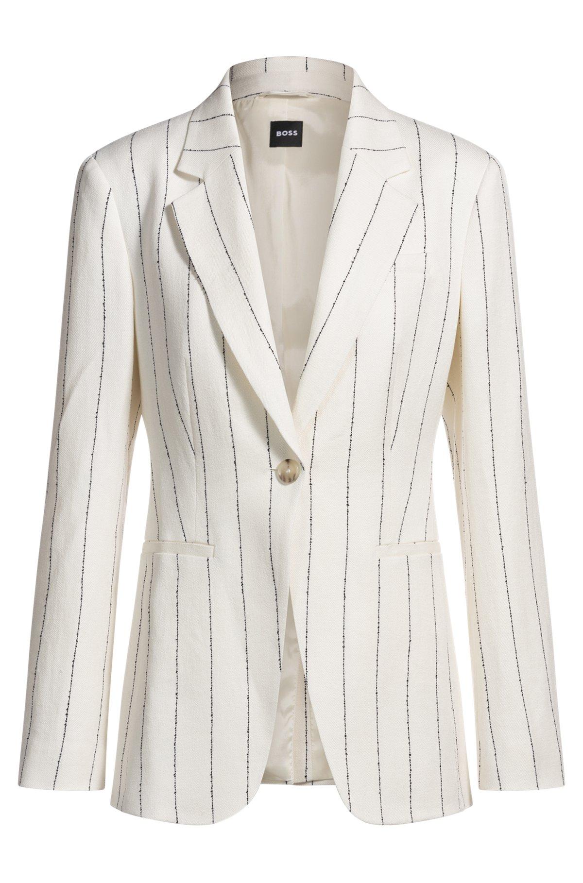 Slim-fit suit jacket in striped linen-blend bouclé Product Image
