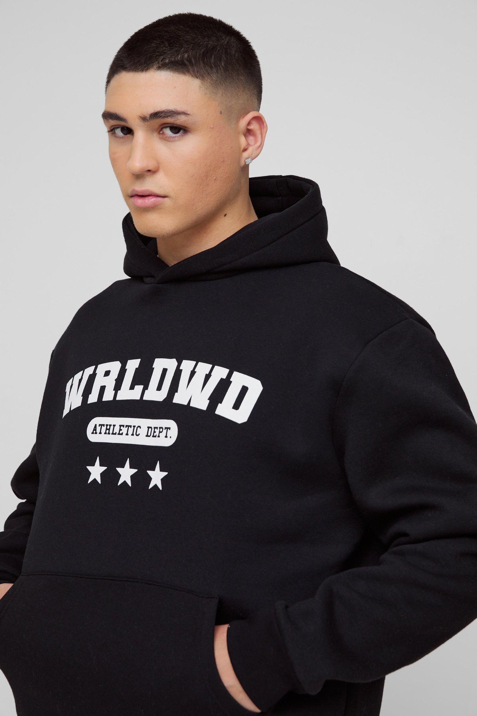 Oversized Boxy Worldwide Star Hoodie | boohooMAN USA Product Image