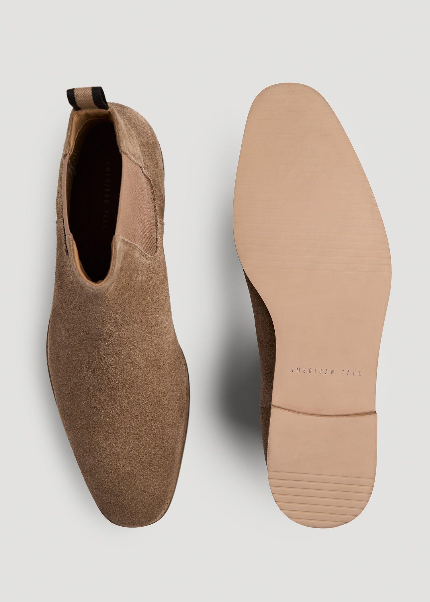 Suede Pull-On Boots for Tall Men in Beige Male Product Image