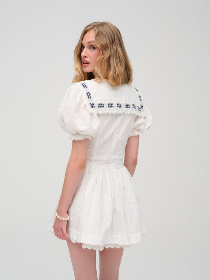 Ruby Ribbon Mini Dress — White Product Image