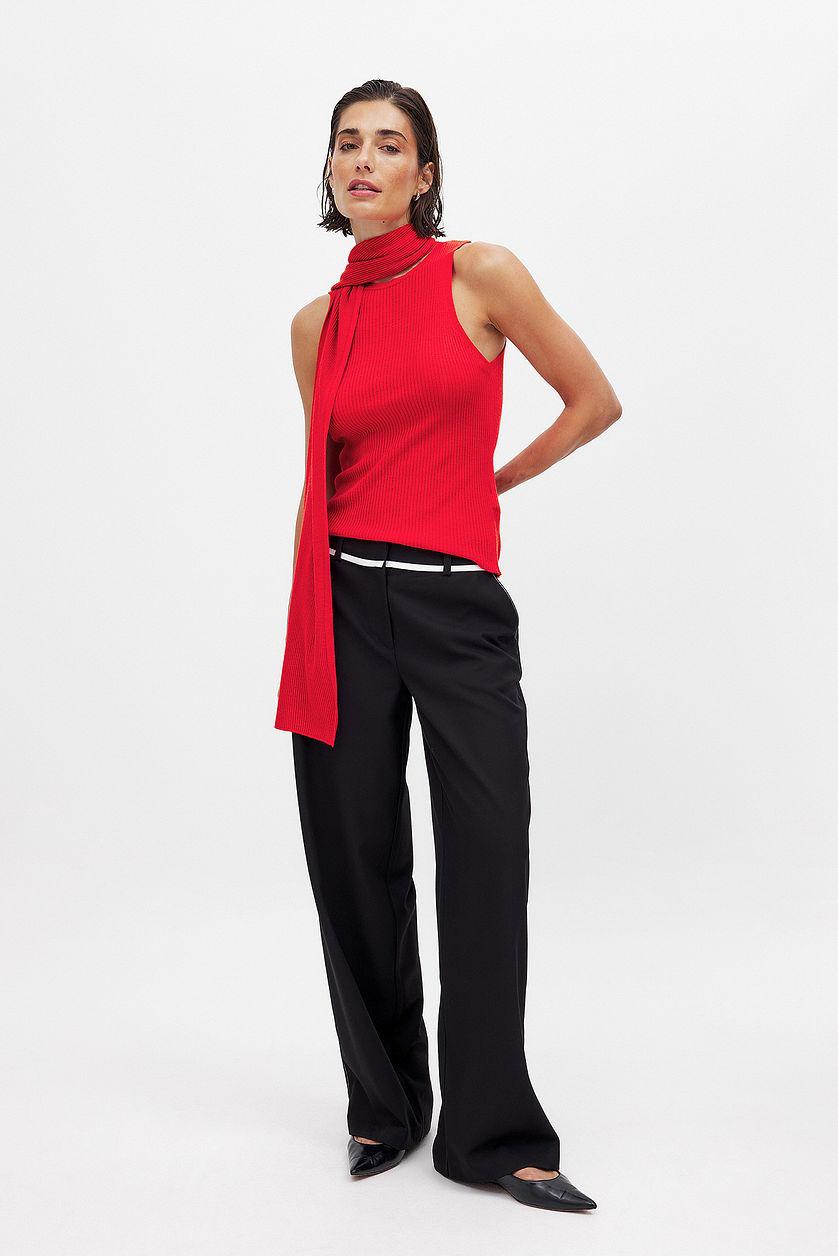 Knitted Scarf Detail Top Product Image