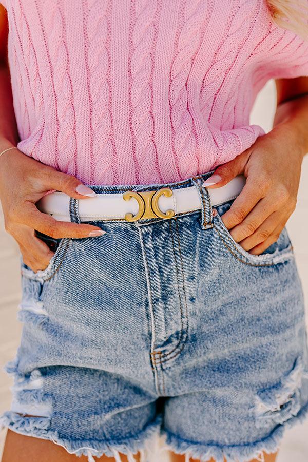 Salina Faux Leather Belt in White Product Image