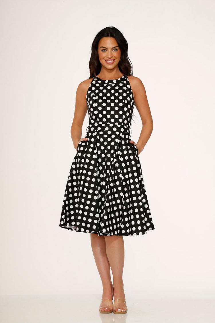 Black & White Polka Dot Swing Dress Product Image